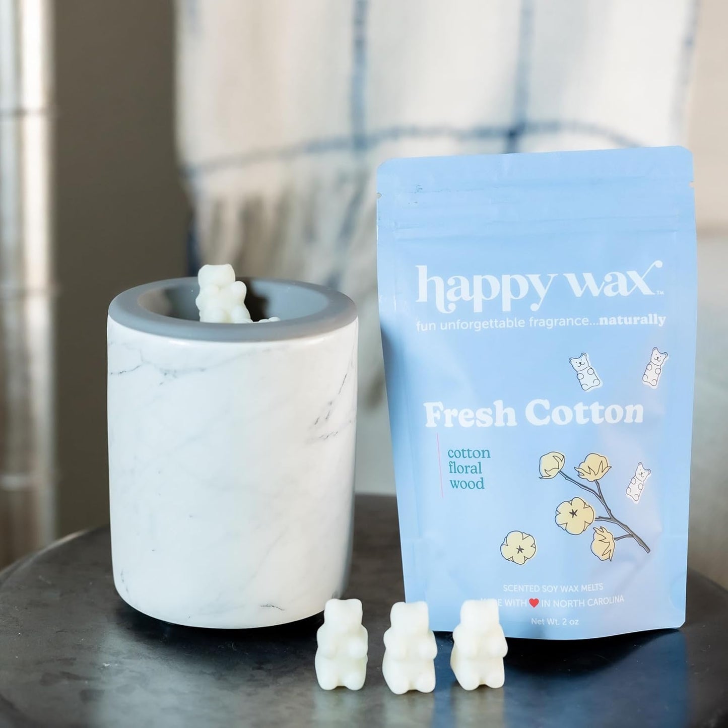 Fresh Cotton Scented Bear Wax Melts - Natural Strong Scented Fresh Wax Melts Infused W/Essential Oils - Non Toxic Wax Melt & Pet Safe Wax Melts - (8 Oz Pouch)