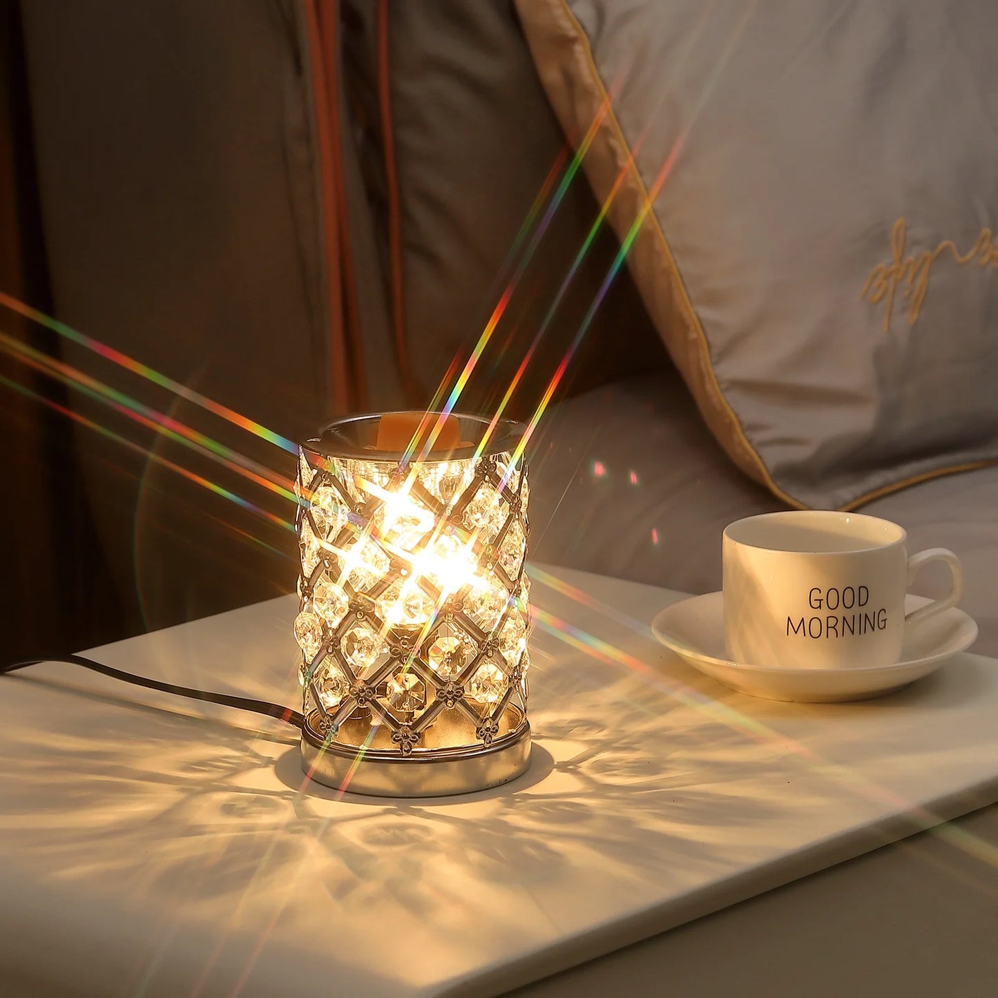 Crystal Wax Melt Warmer, Electric Wax Warmer for Scented Wax, Oil Burner Wax Melt Night Light for Gift, Home, Spa, Office