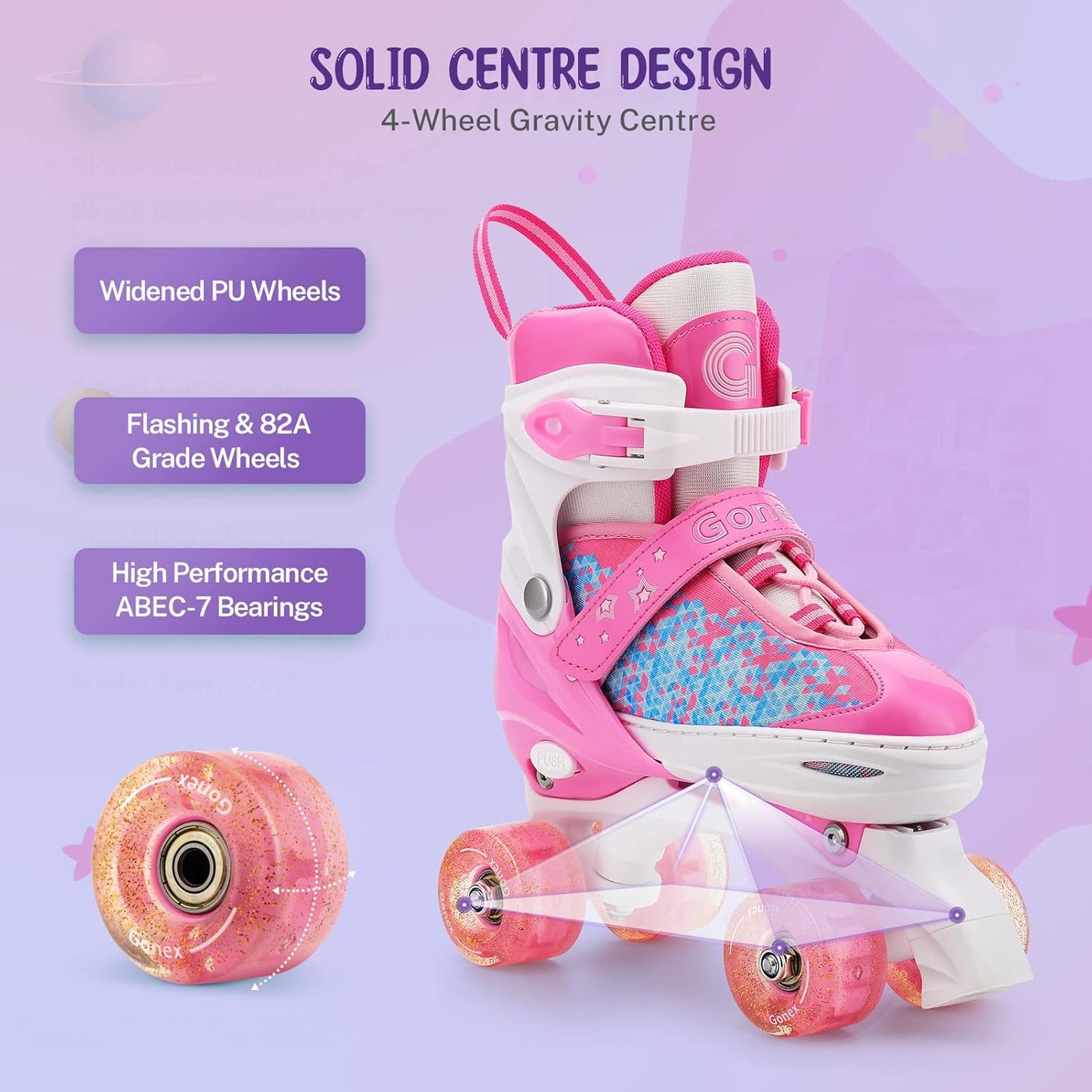 Roller Skates for Girls Kids Boys Women with All Light up Wheels,Adjustable Rollerskates for Beginners Toddler Youth, Gift for Indoor Outdoor