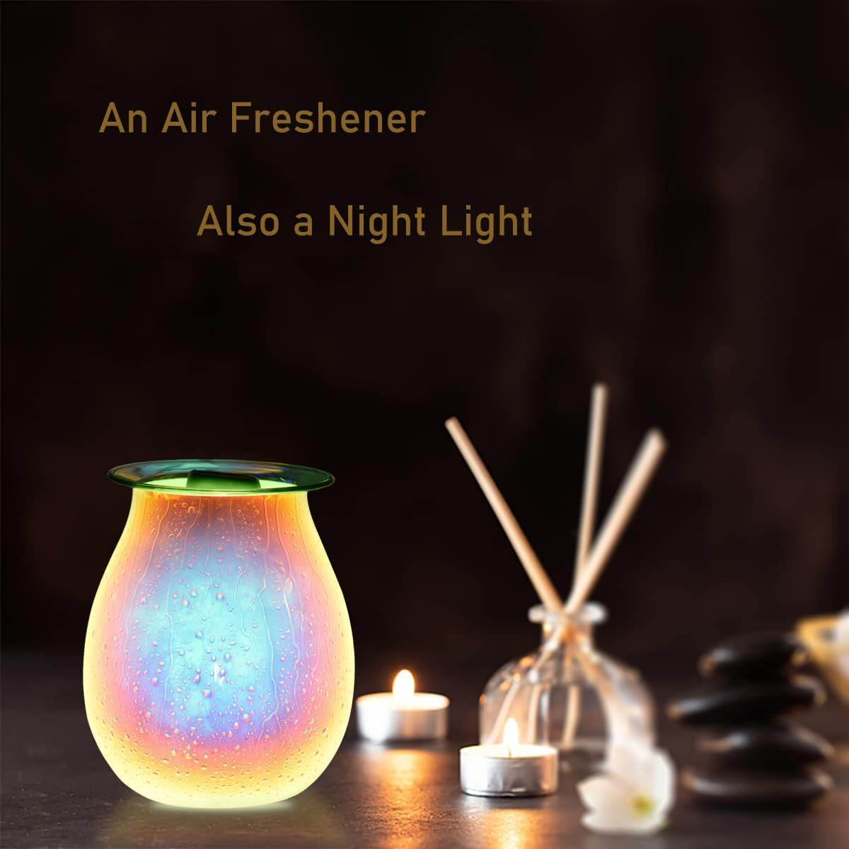 Wax Melt Warmer, Glass Electric Oil Burner Fragrance Candle Tart Melter Night Light for Home (Water Drop)