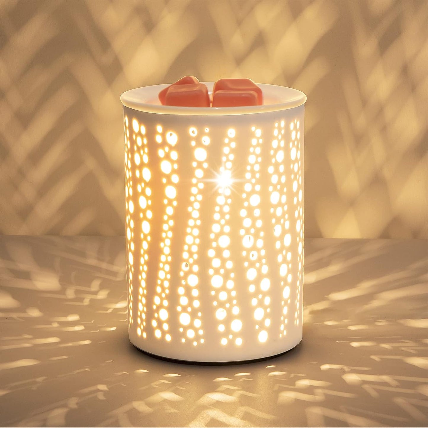 Wax Melt Warmer Ceramic Oil Burner Electric Candle Wax Warmer Burner Melter Fragrance Warmer for Home Office Bedroom Aromatherapy Gift & Decor 2 Bulbs Included Gift Box Packaged