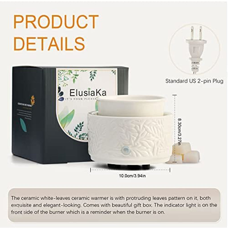 Elusiaka Wax Melt Burner Ceramic 3-In-1 Oil Burner Electric Wax Melter Fragrance