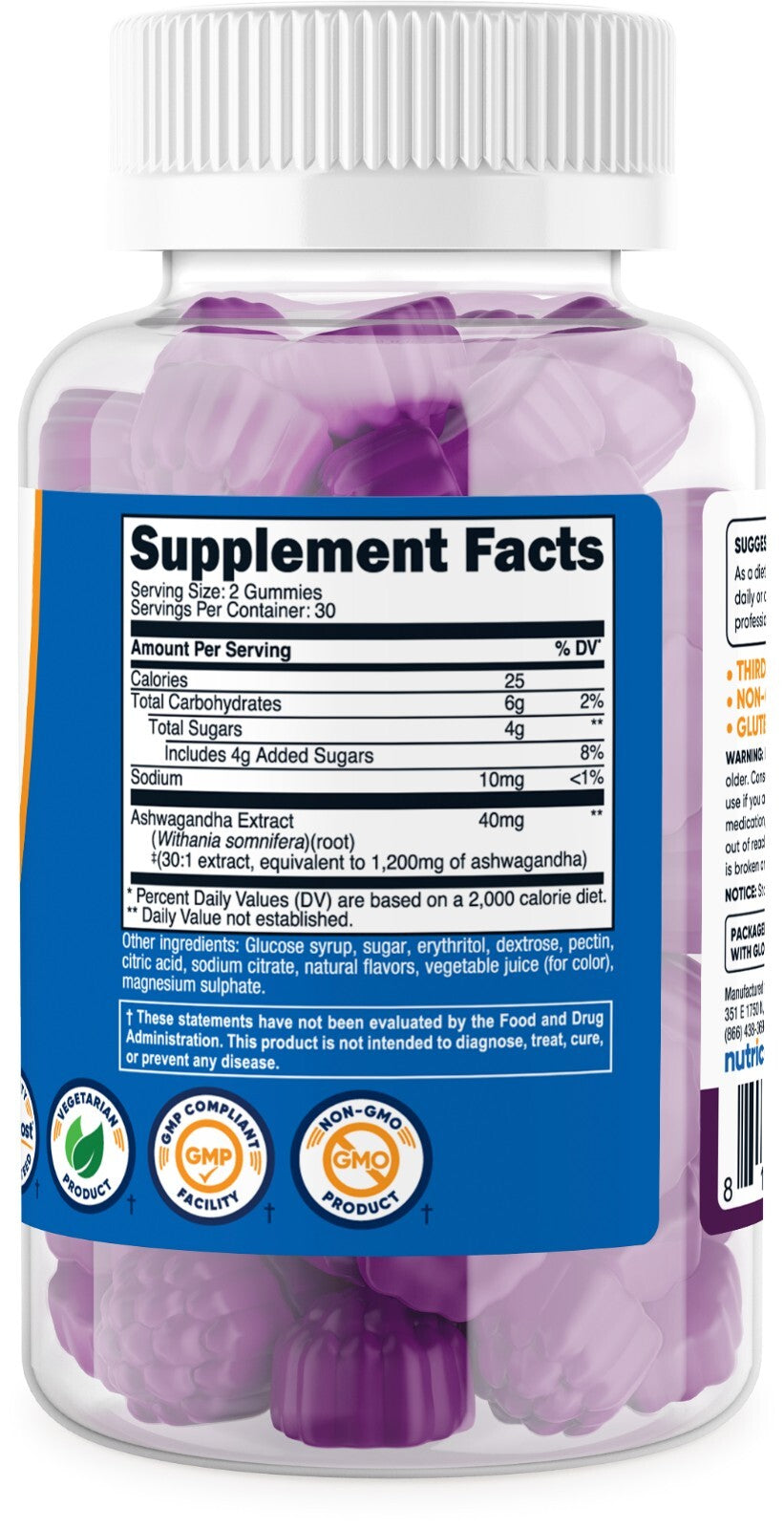 Nutricost Ashwagandha Gummies 1200Mg Equivalent (Mixed Berry Flavor) 30 Servings