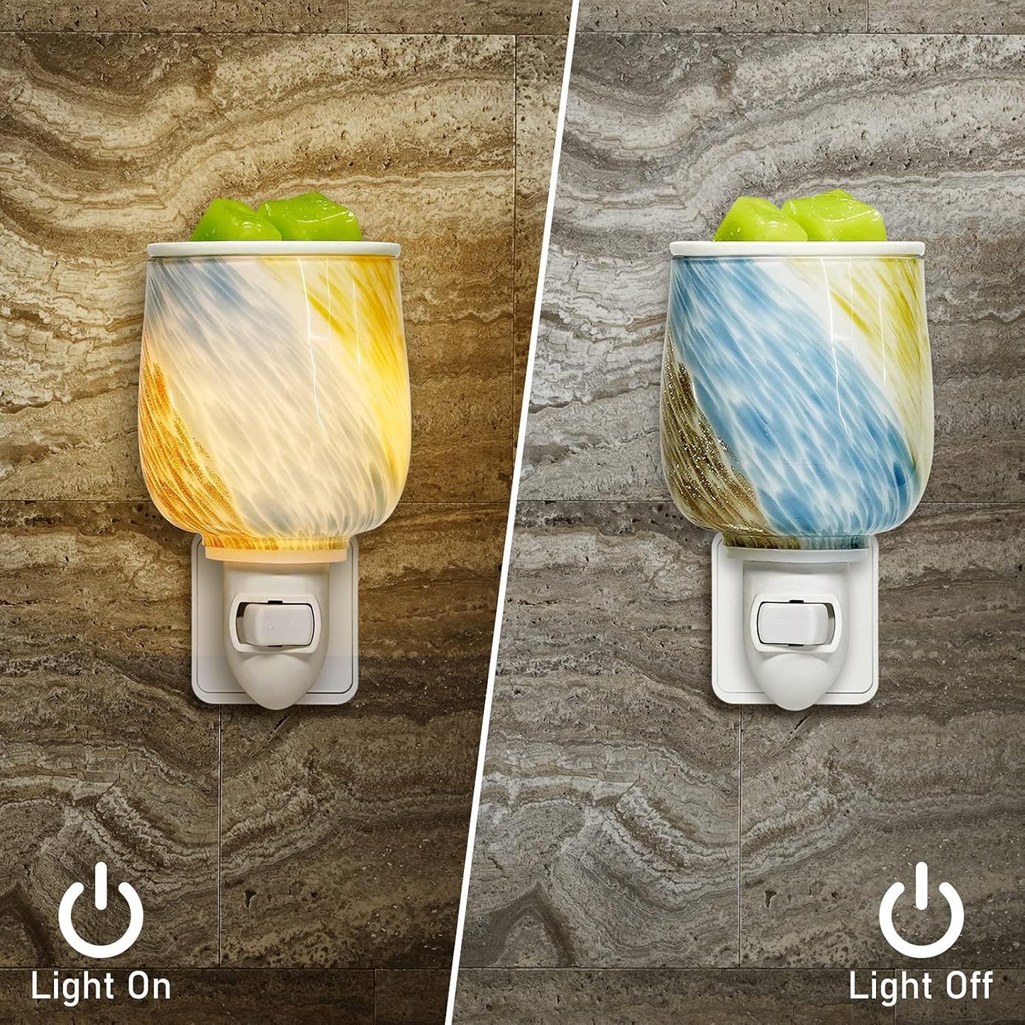 Wax Melt Warmer Plug in Wall,Art Glass Pluggable Fragrance Wax Melter Warmer, Home Fragrance Scented Wax Melter, Night Light Decorative Wax Warmer for Scented Wax to Freshen Rooms Office