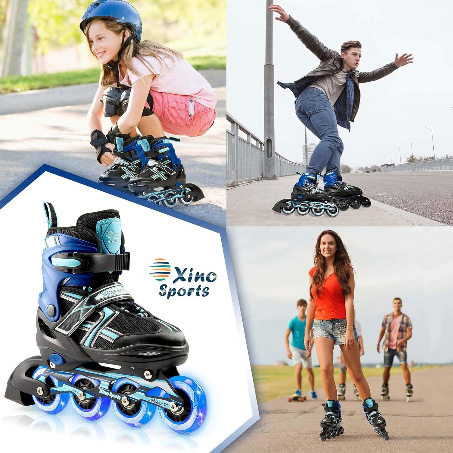 Kids Inline Skates for Girls & Boys - Adjustable Skates with LED Illuminating Light up Wheels - Youth Skates for Indoors & Outdoors