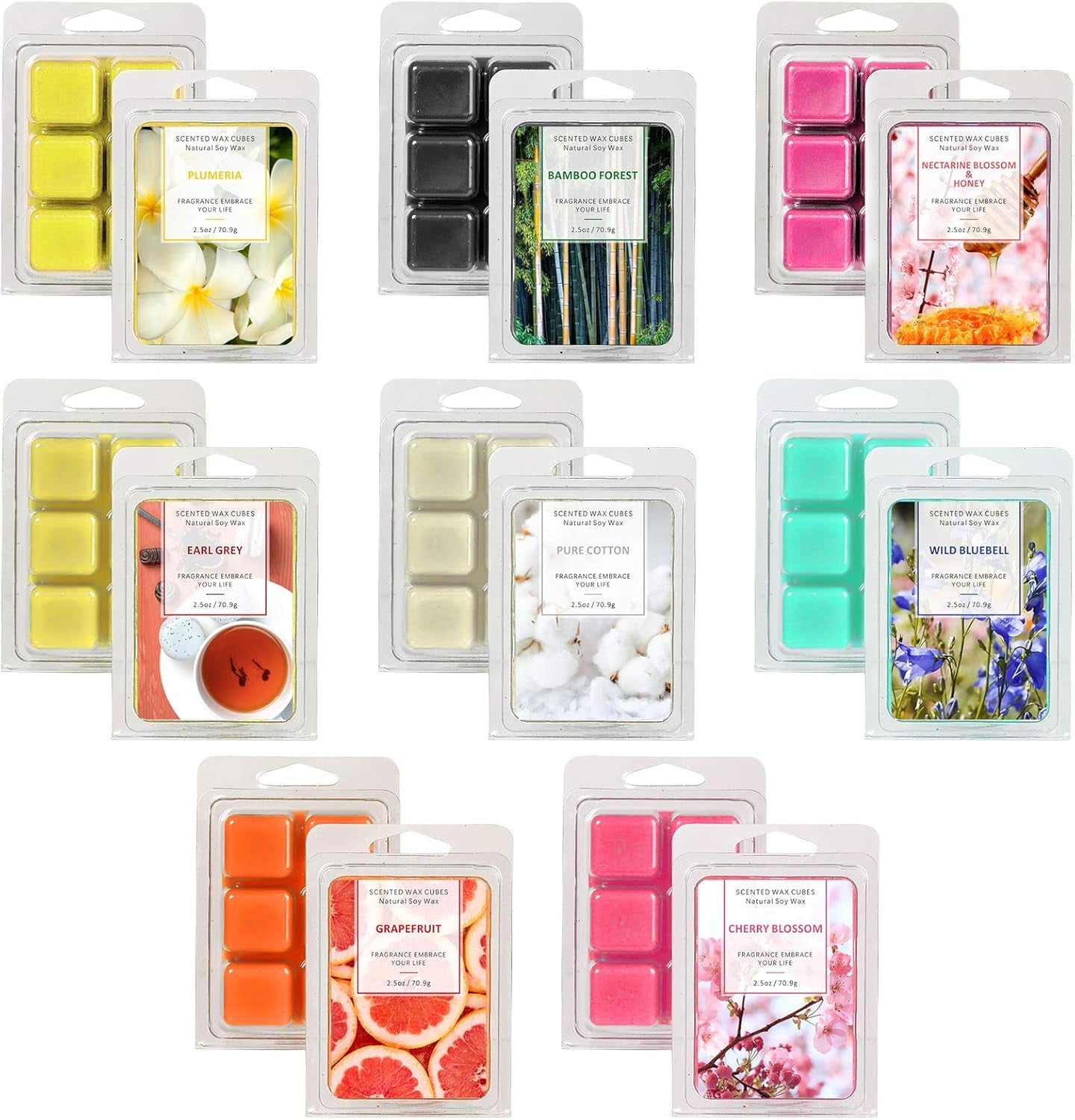 Wax Melts, Scented Wax Melts Cubes, Wax Melts Wax Cubes for Wax Warmer, Soy Wax Melts Floral Scents for Birthday, 8×2.5Oz