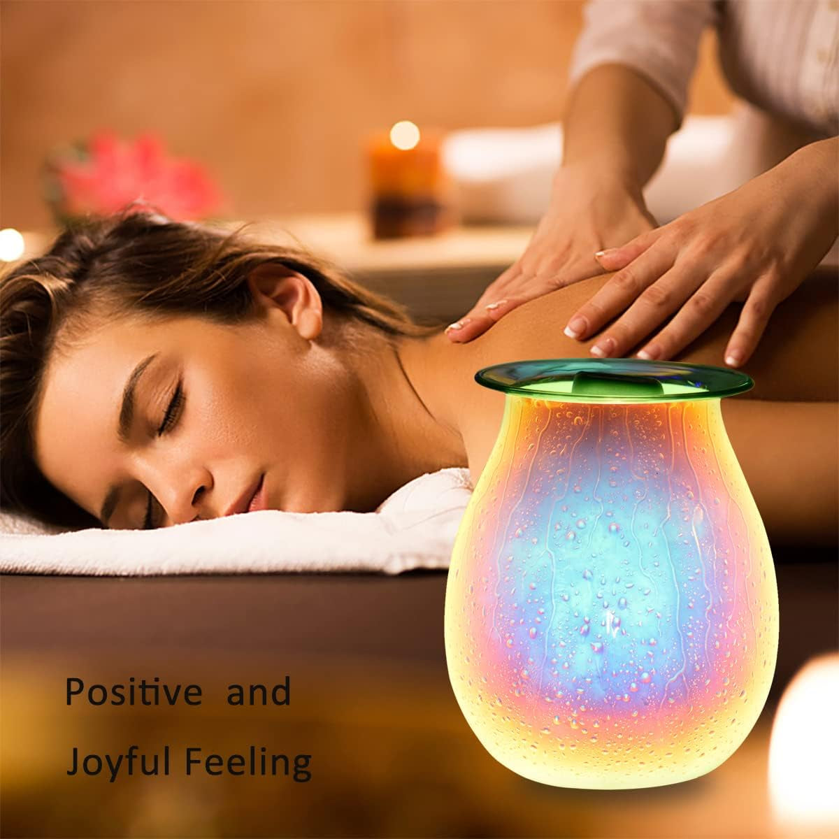 Wax Melt Warmer, Glass Electric Oil Burner Fragrance Candle Tart Melter Night Light for Home (Water Drop)