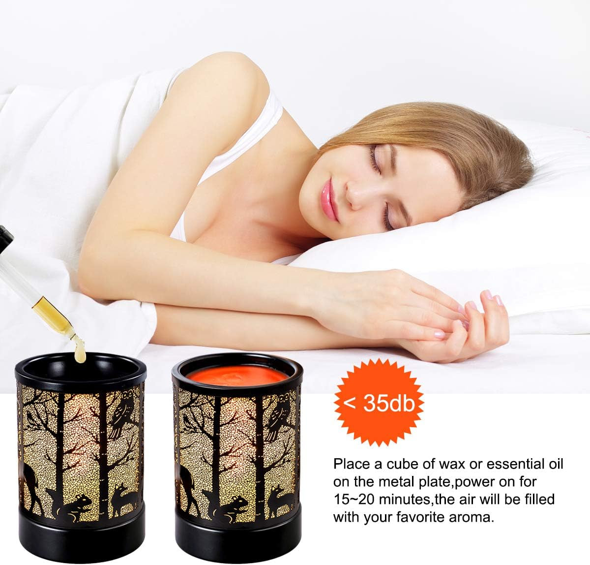 Fragrance Wax Melts Warmer Electric Candle Essential Oil Burner with 2 Pcs 25W Bulbs,Hollowed-Out Electric Wax Warmer Night Lamp for Home Office Decor & Gifts