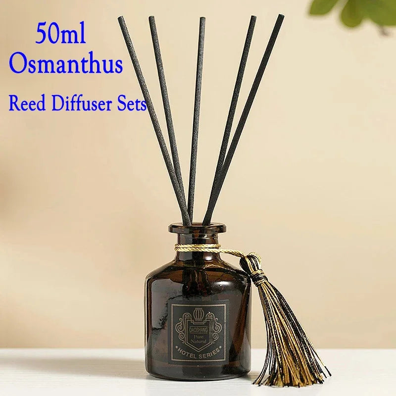 Y Aromeasy 50Ml Reed Diffuser Sets Homestay Hotel Bathroom Rattan Aromatherapy Glass Diffuser Air Freshener Home Fragrance