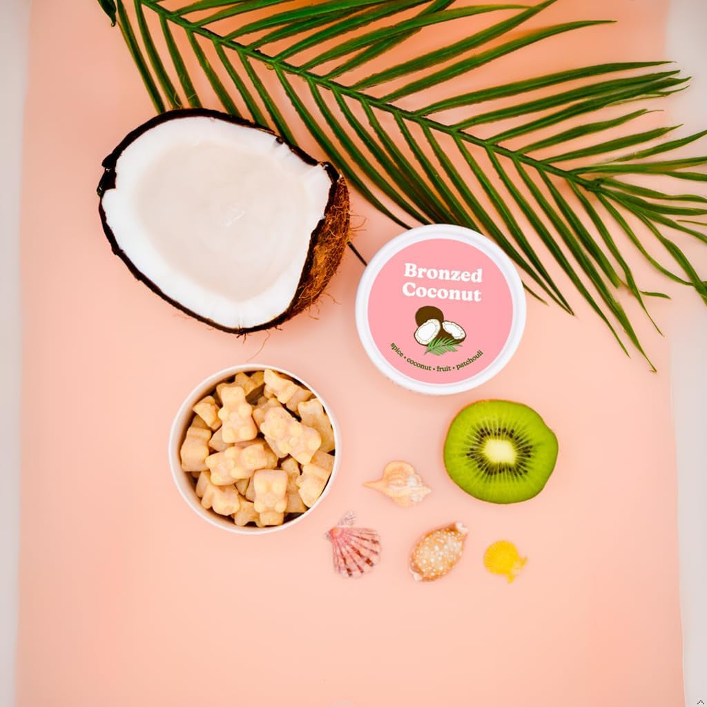 Bronzed Coconut Bear Wax Melts - Infused W/Essential Oils - Non Toxic. Summer Scented Soy Wax Melts for Warmers (4 Oz Tin)