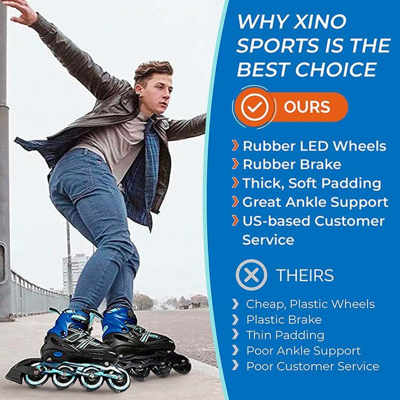 Kids Inline Skates for Girls & Boys - Adjustable Skates with LED Illuminating Light up Wheels - Youth Skates for Indoors & Outdoors