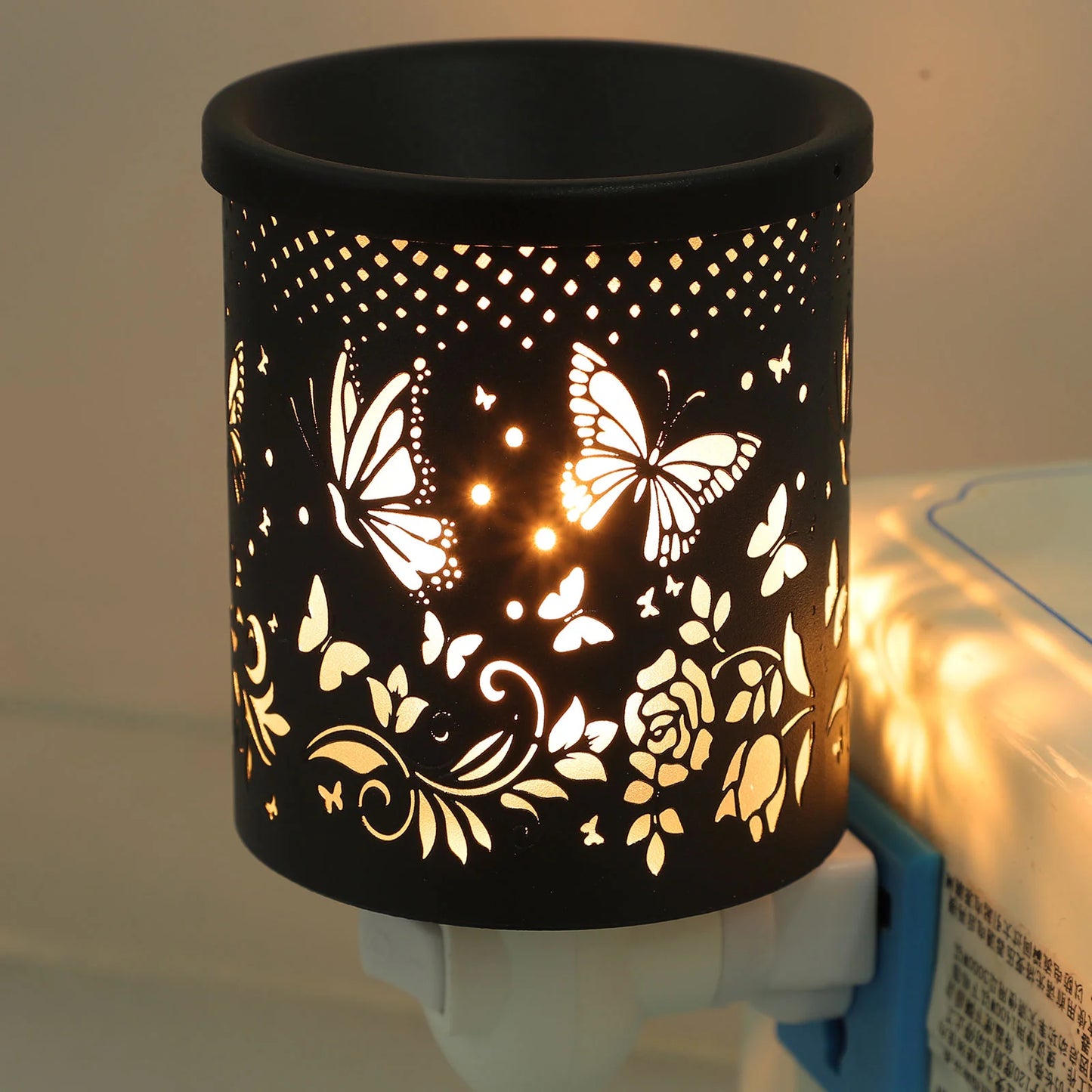 1PC Electric Wax Melt Warmer Wrought Iron Aromatherapy Night Light Plug in Fragrance Oil Burner Home Office Bedroom Decor