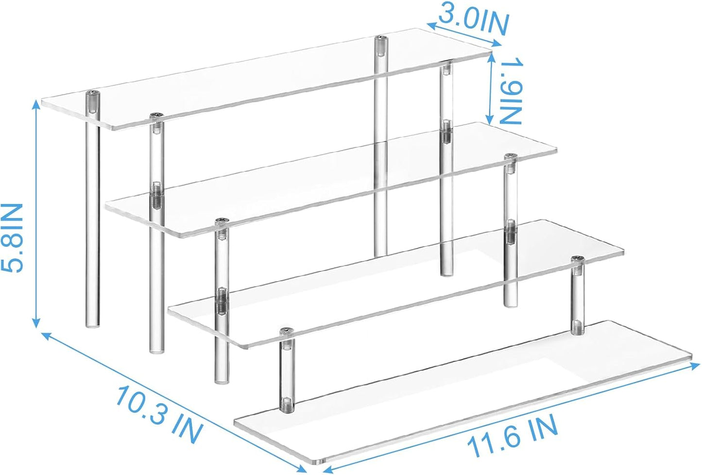 4 Tier Acrylic Perfume Organizer Stand, Clear Display Risers for Perfume, Cologne, Cosmetic, Skincare, Funko POP, Dessert Display, Cupcake Stand Holder