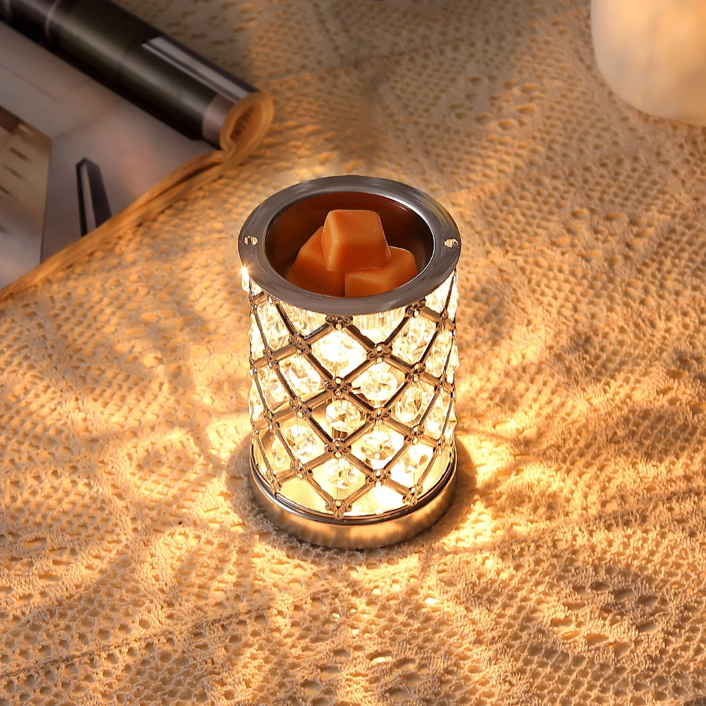 Crystal Wax Melt Warmer, Electric Wax Warmer for Scented Wax, Oil Burner Wax Melt Night Light for Gift, Home, Spa, Office