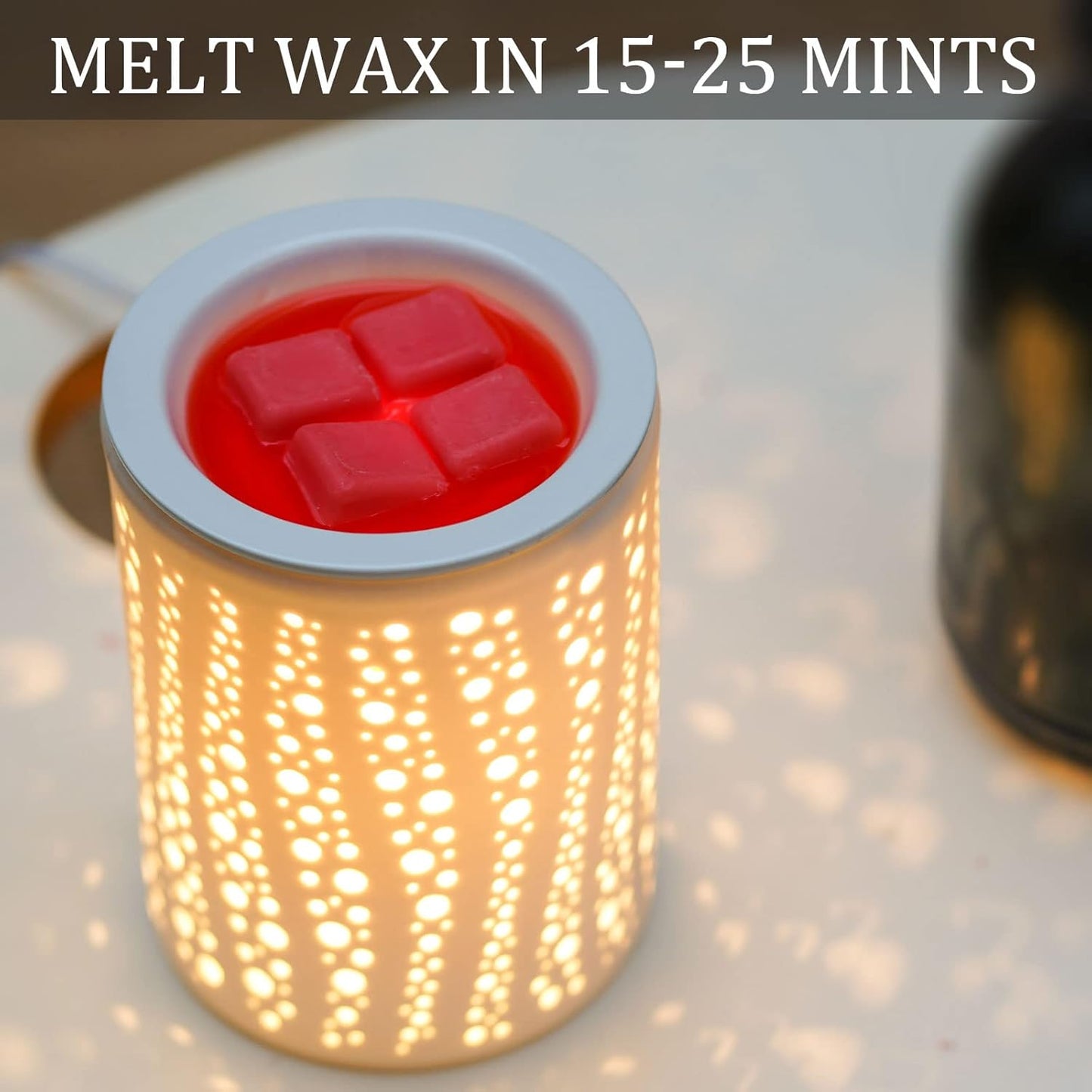 Wax Melt Warmer Ceramic Oil Burner Electric Candle Wax Warmer Burner Melter Fragrance Warmer for Home Office Bedroom Aromatherapy Gift & Decor 2 Bulbs Included Gift Box Packaged