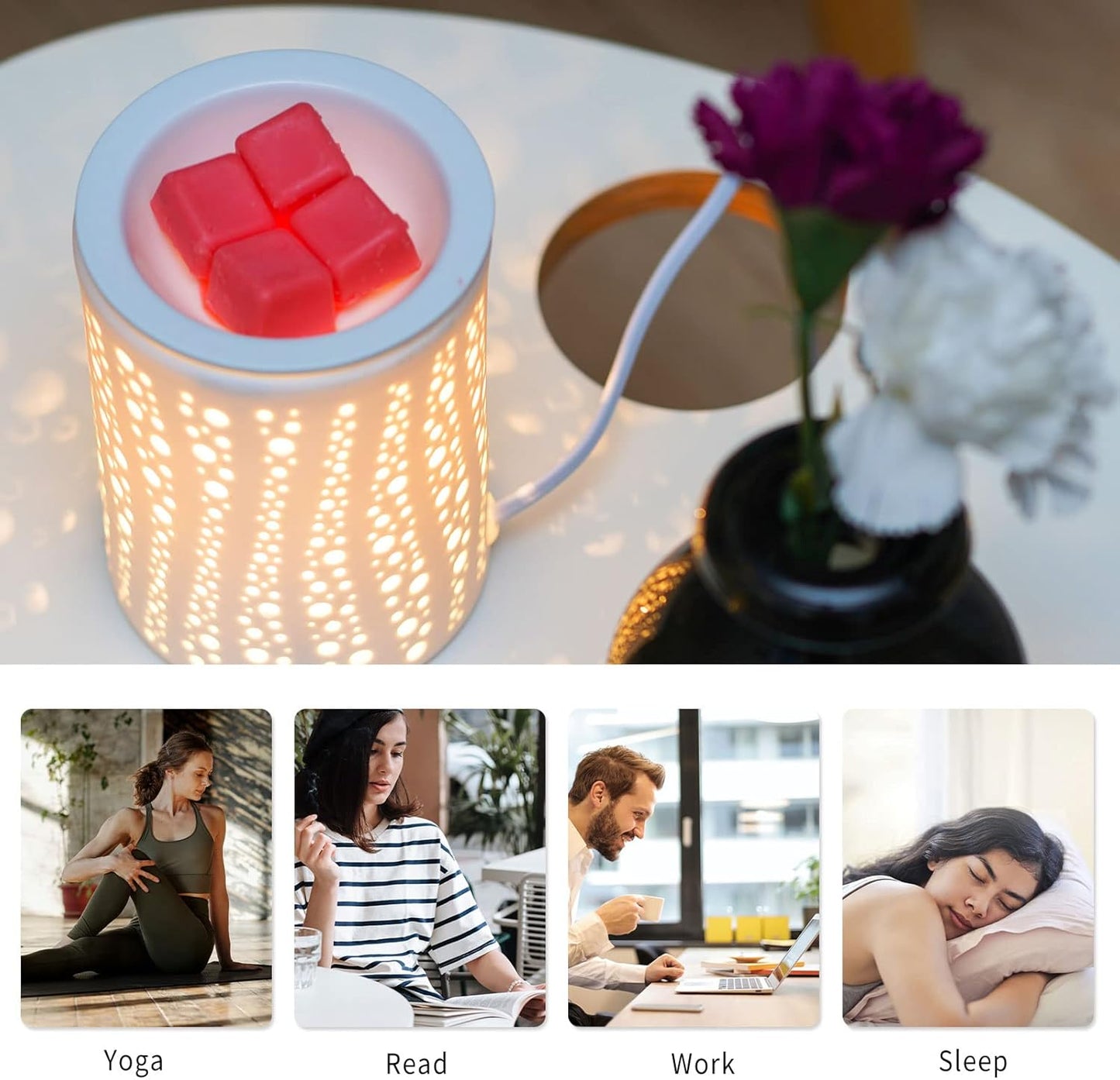 Wax Melt Warmer Ceramic Oil Burner Electric Candle Wax Warmer Burner Melter Fragrance Warmer for Home Office Bedroom Aromatherapy Gift & Decor 2 Bulbs Included Gift Box Packaged