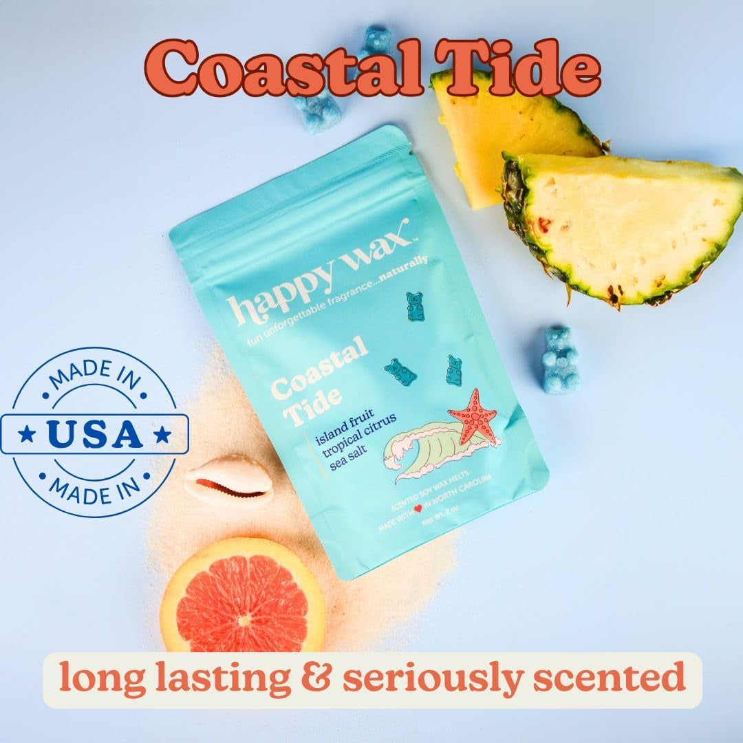 Beach Mix Premium Scented Natural, Non Toxic Soy Wax Melts – 6 Total Oz. of Scented Wax Melts. Includes: Pina Colada, Coastal Tide, and Pineapple Mango