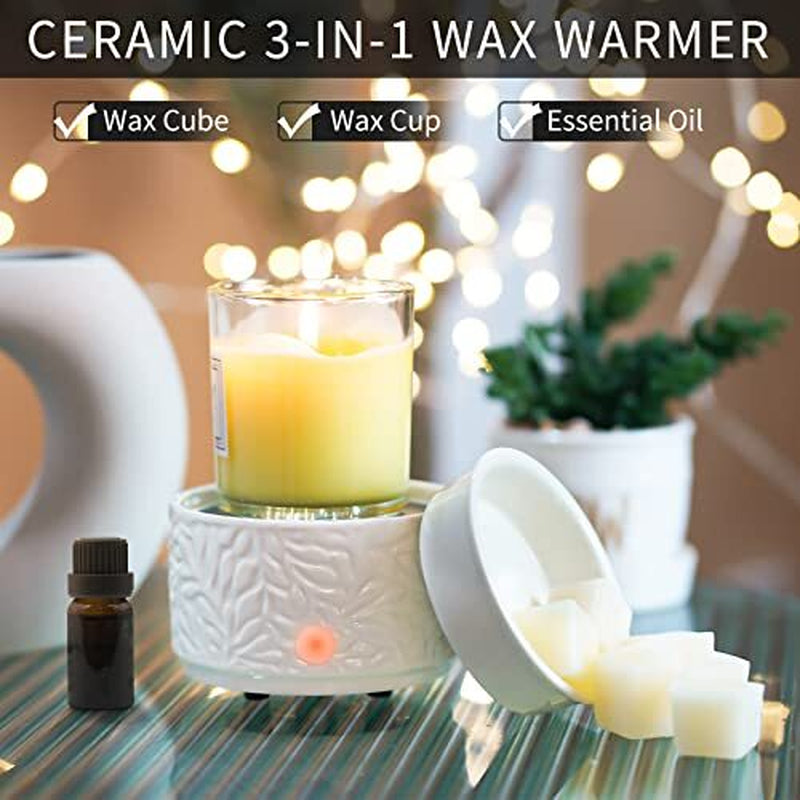 Elusiaka Wax Melt Burner Ceramic 3-In-1 Oil Burner Electric Wax Melter Fragrance