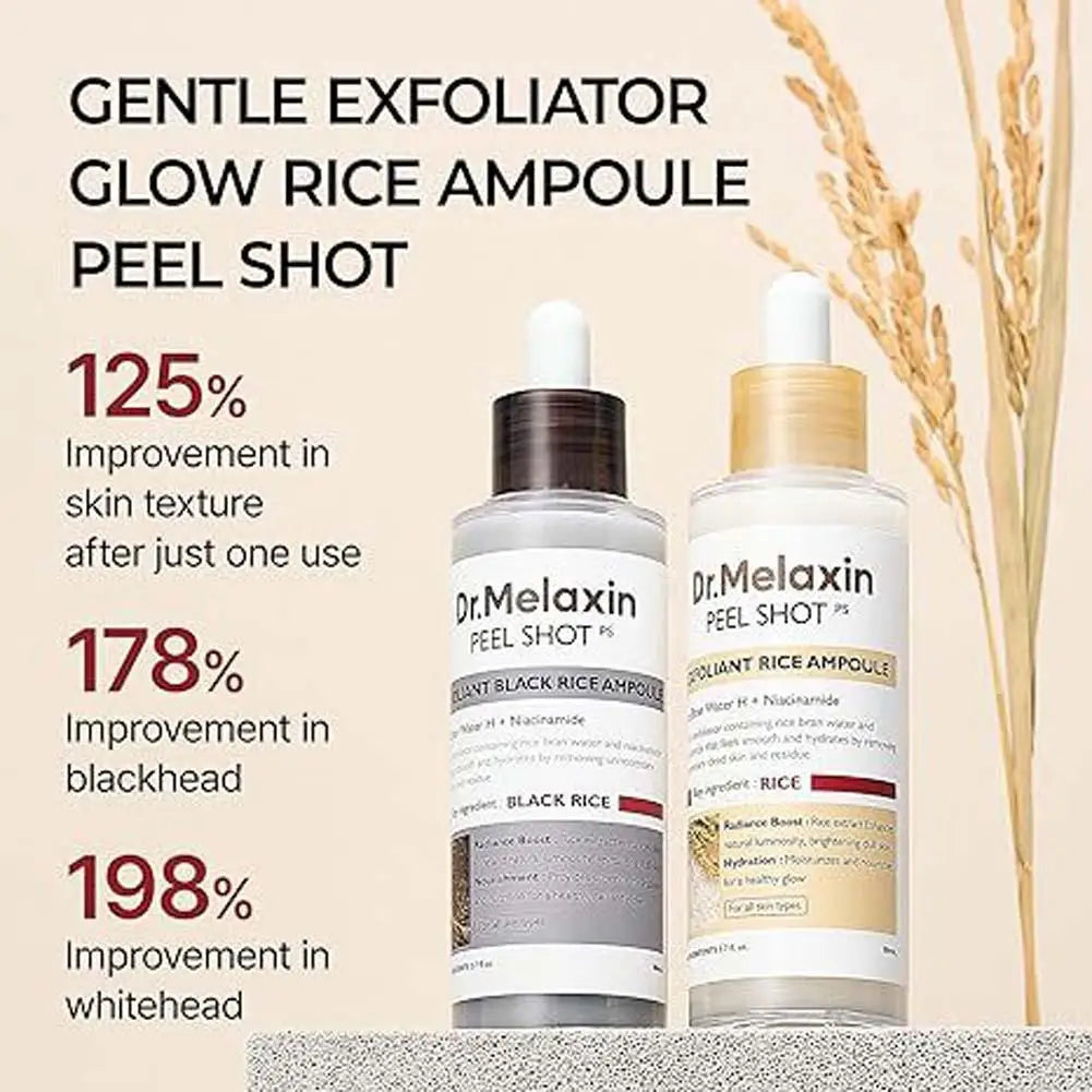 Korean Dr. Melaxin Rice White and Black Soften Serum Exfoliating Essence Peel Shot Moisturizing Gentle Exfoliation Skin Care