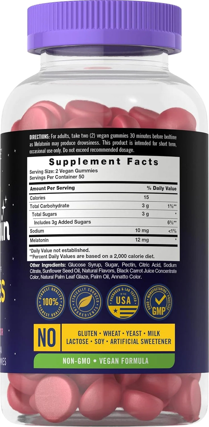 Melatonin 12Mg | 100 Vegan Gummies | Berry Flavor | for Men and Women | by