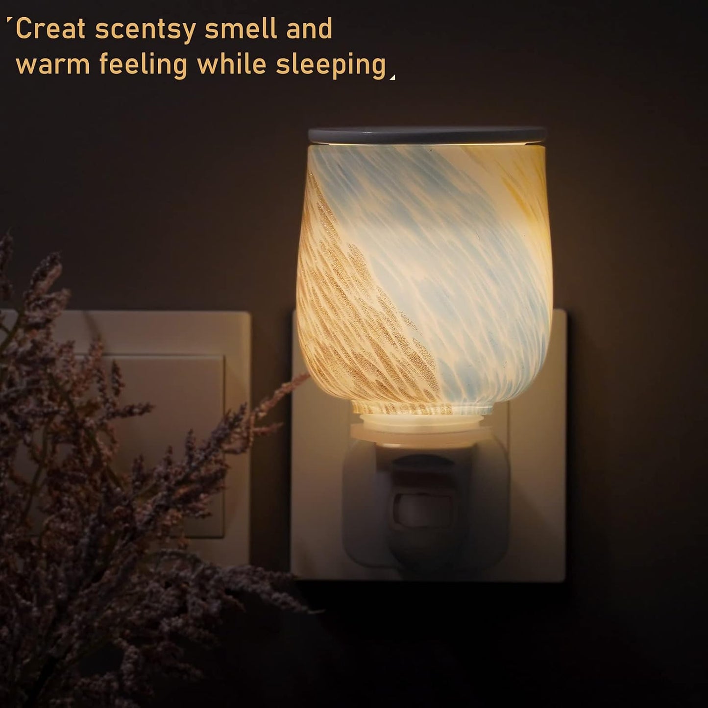 Wax Melt Warmer Plug in Wall,Art Glass Pluggable Fragrance Wax Melter Warmer, Home Fragrance Scented Wax Melter, Night Light Decorative Wax Warmer for Scented Wax to Freshen Rooms Office