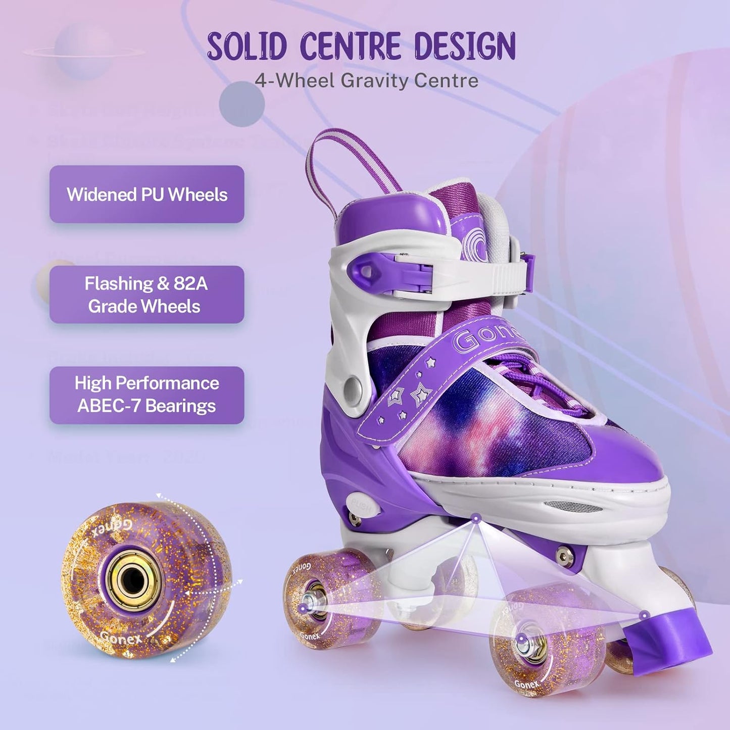 Roller Skates for Girls Kids Boys Women with All Light up Wheels,Adjustable Rollerskates for Beginners Toddler Youth, Gift for Indoor Outdoor