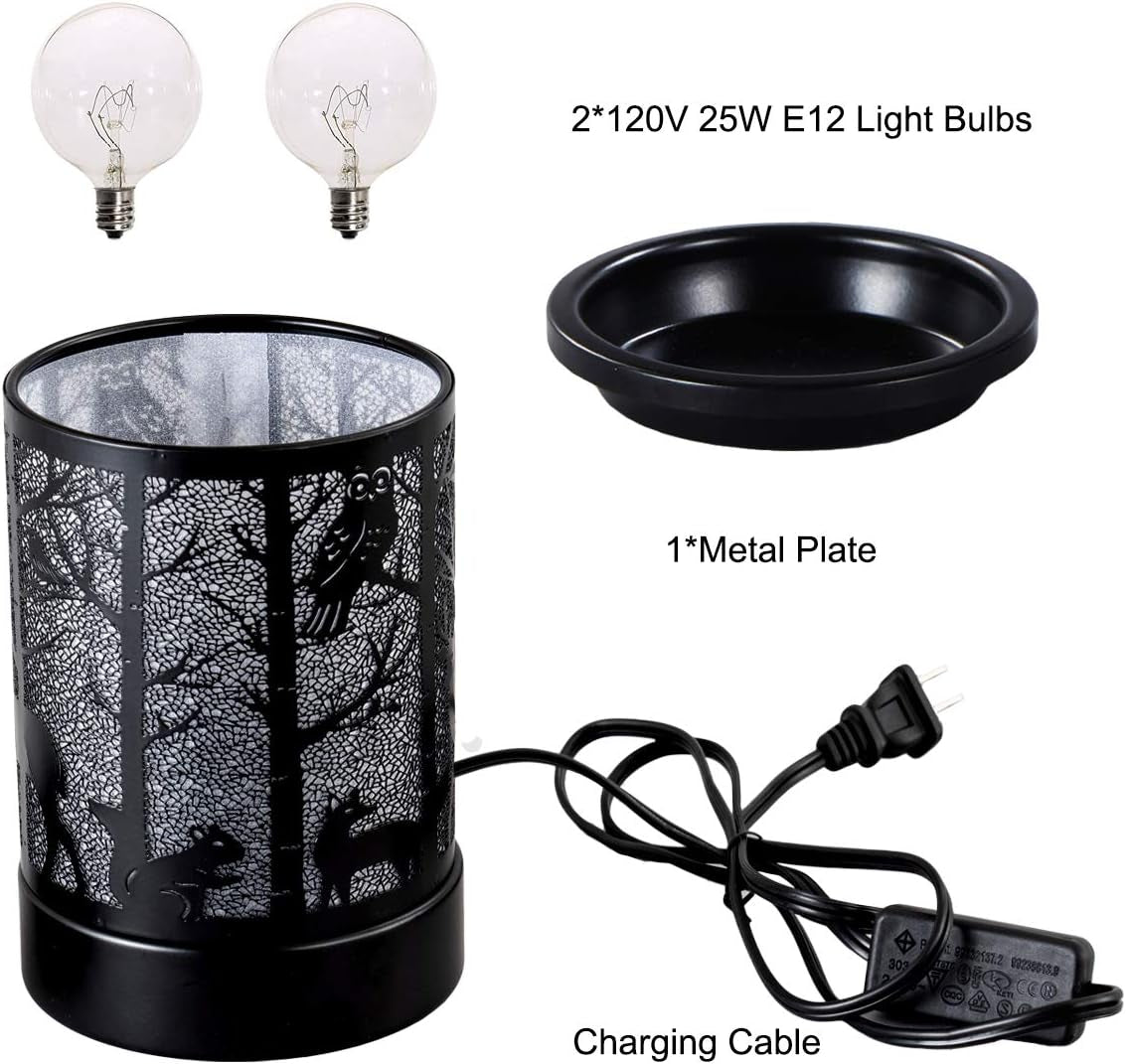 Fragrance Wax Melts Warmer Electric Candle Essential Oil Burner with 2 Pcs 25W Bulbs,Hollowed-Out Electric Wax Warmer Night Lamp for Home Office Decor & Gifts