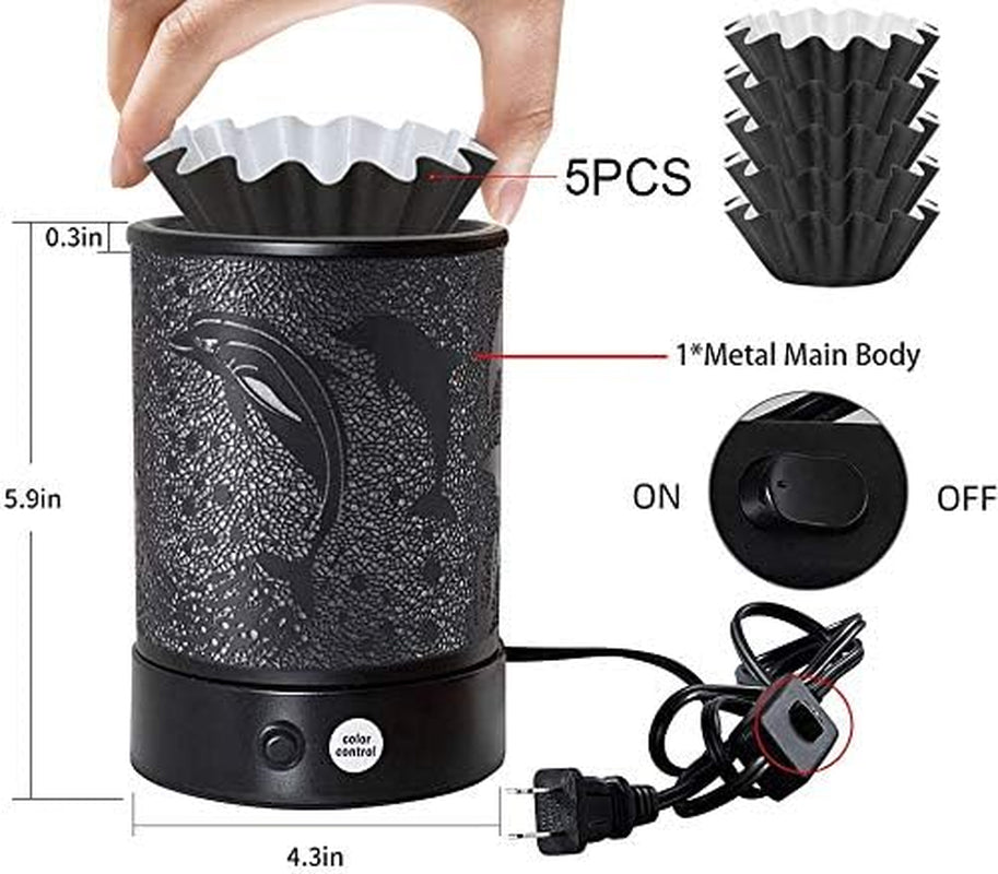 Electric Wax Melt Warmer for Scented Wax/Candle Burner Melt Wax 7 Colors Led Lighting Melter Fragrance Warmer- Ideal Gift for Wedding, Spa and Aromatherapy (Black-7Colors)