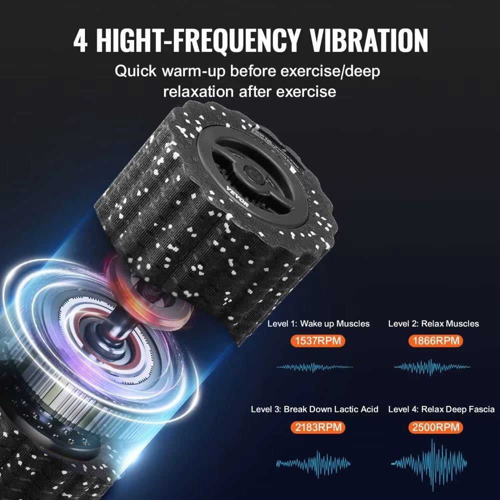Vibrating Foam Roller 4 Levels Rechargeable Electric EPP Foam Massager