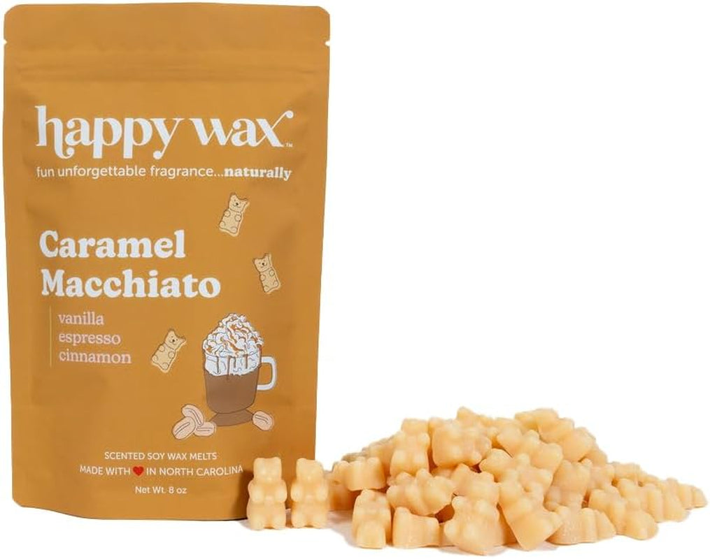 Caramel Macchiato Scented Bear Wax Melts - Natural Strong Scented Coffee Wax Melts Infused W/Essential Oils - Non Toxic Wax Melt & Pet Safe Wax Melts - (8 Oz Pouch)
