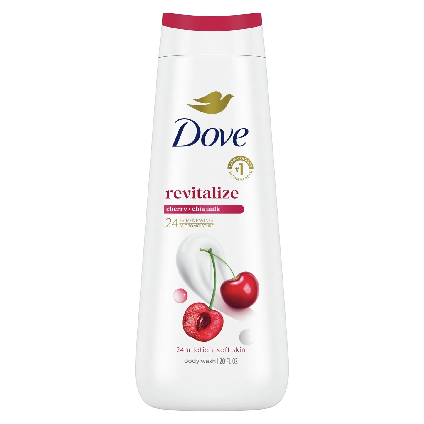 (4 Pack) PR Body Wash for Women Moisturizing Revitalize Cherry & Chia Milk Cleanser, 20 Oz