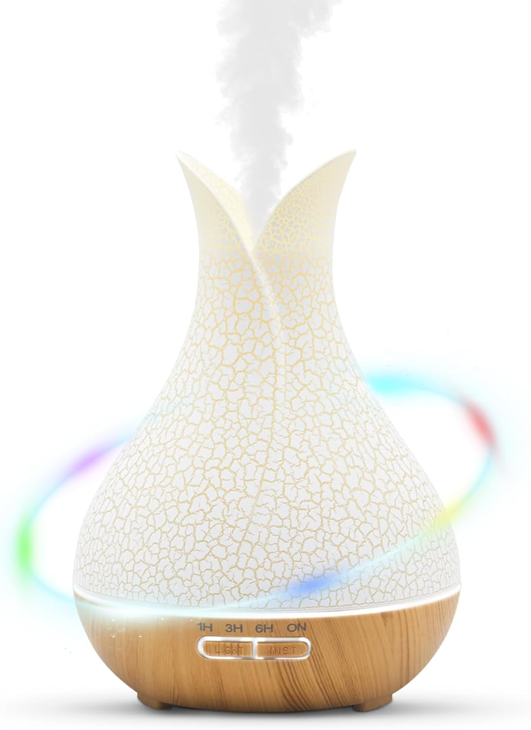 Essential Oil Diffuser for Room: Ultrasonic Aromatherapy Diffuser, 7 LED Light Colors 4 Timer and Auto-Off Switch - Essential Oil Diffusers for Home Bedroom(White)