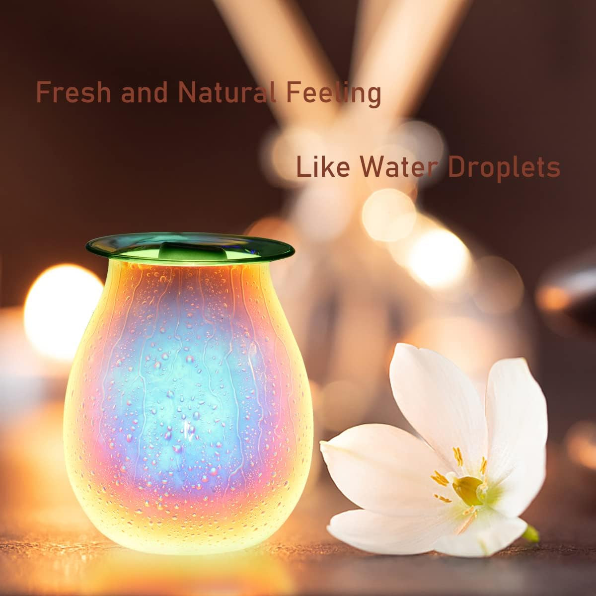 Wax Melt Warmer, Glass Electric Oil Burner Fragrance Candle Tart Melter Night Light for Home (Water Drop)