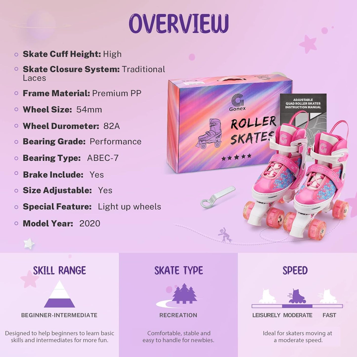 Roller Skates for Girls Kids Boys Women with All Light up Wheels,Adjustable Rollerskates for Beginners Toddler Youth, Gift for Indoor Outdoor