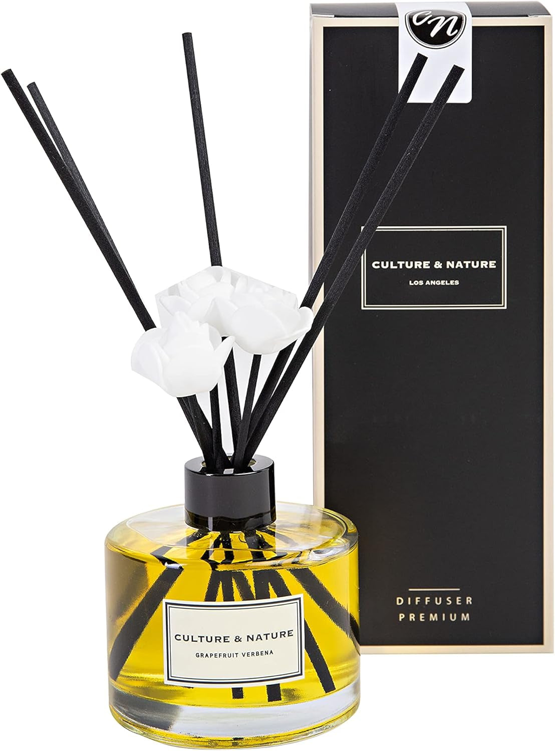 Reed Diffuser Set 6.7Oz (200Ml) Grapefruit Verbena Scented Diffuser with Sticks Home Fragrance Reed Diffuser for Bathroom Shelf Decor