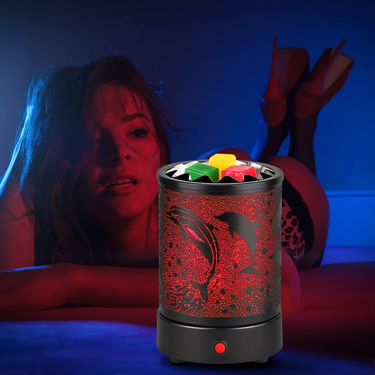 Electric Wax Melt Warmer for Scented Wax/Candle Burner Melt Wax 7 Colors Led Lighting Melter Fragrance Warmer- Ideal Gift for Wedding, Spa and Aromatherapy (Black-7Colors)