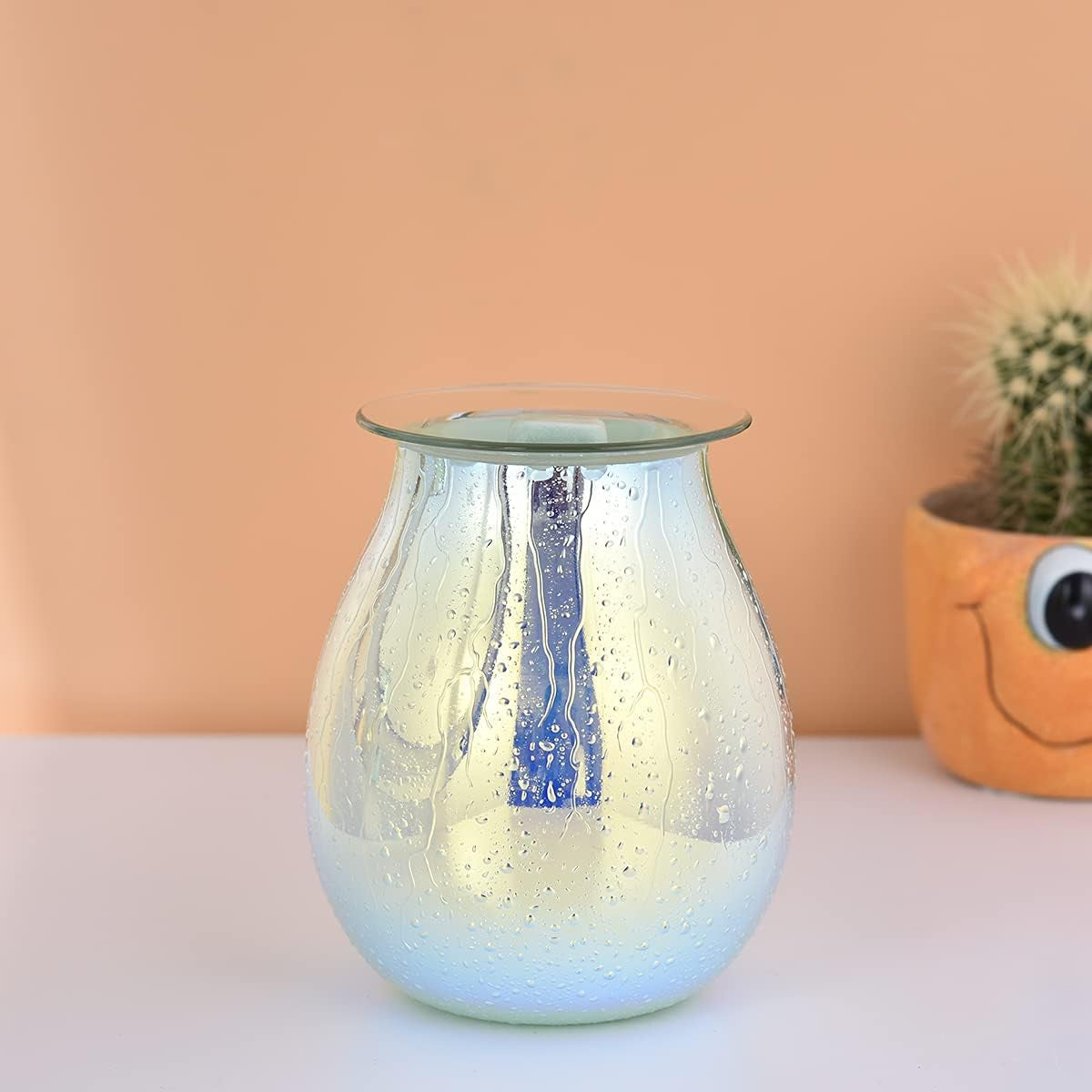 Wax Melt Warmer, Glass Electric Oil Burner Fragrance Candle Tart Melter Night Light for Home (Water Drop)