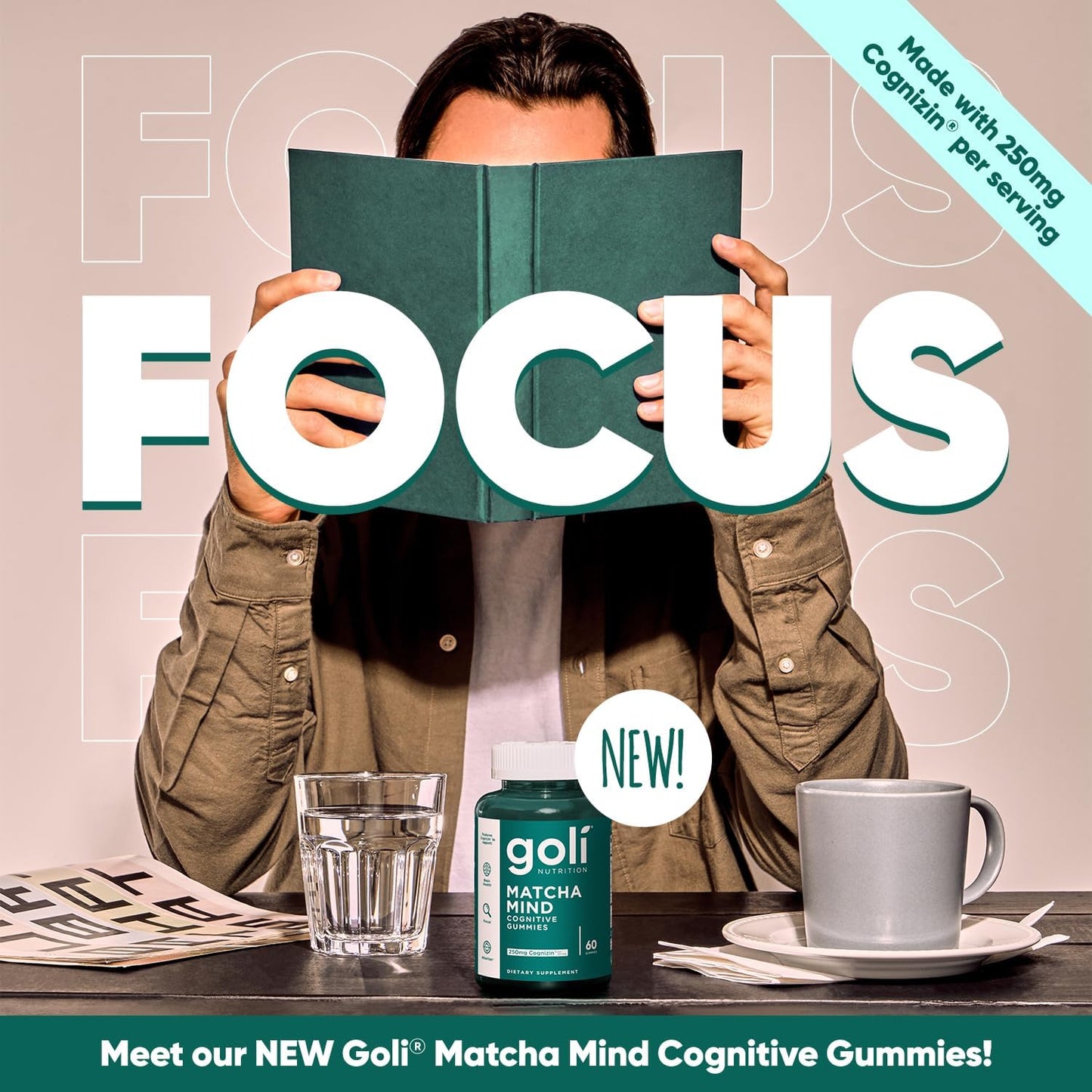 Matcha Mind Gummies - 60 Count - Green Tea Leaves Powder with Cognizin for Focus