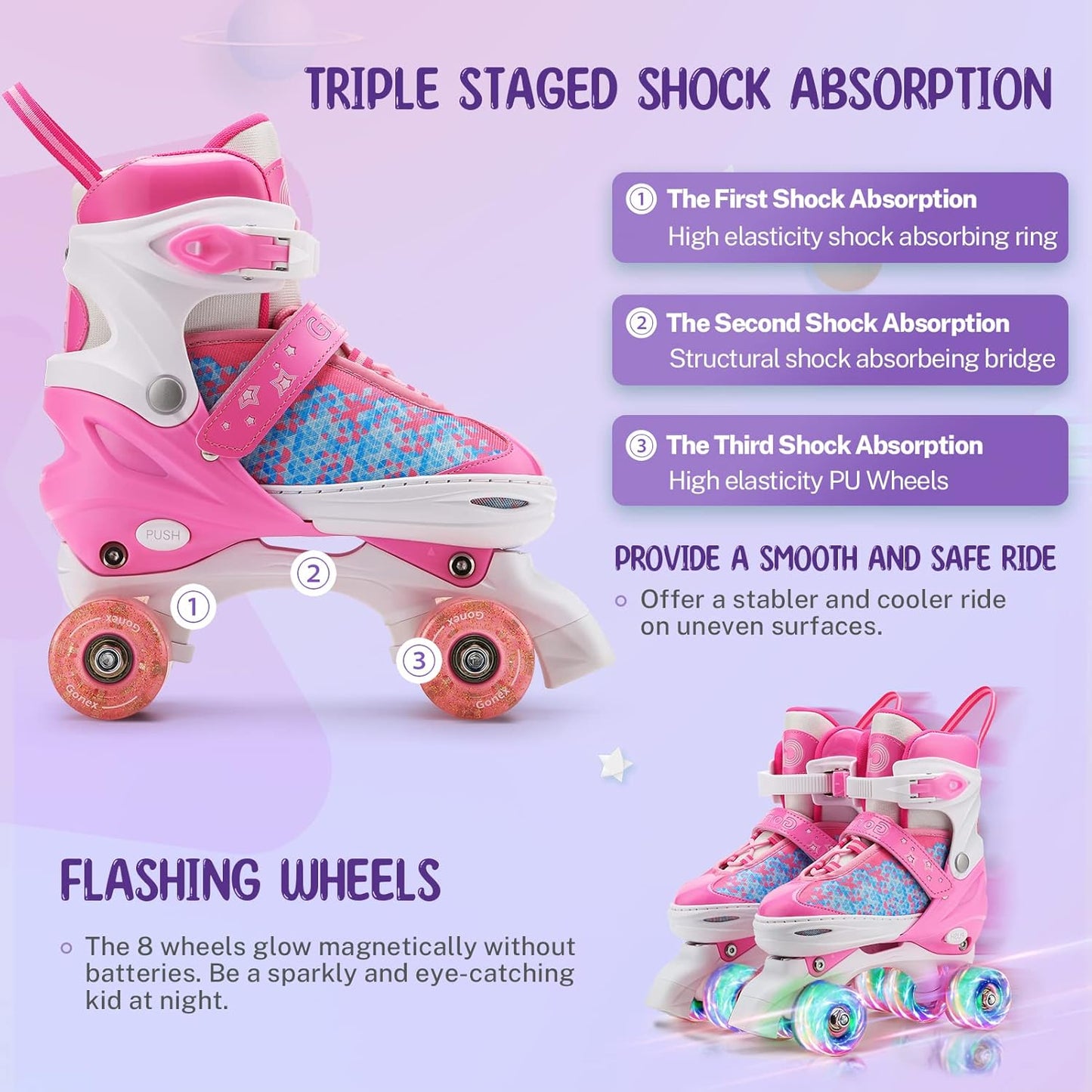 Roller Skates for Girls Kids Boys Women with All Light up Wheels,Adjustable Rollerskates for Beginners Toddler Youth, Gift for Indoor Outdoor