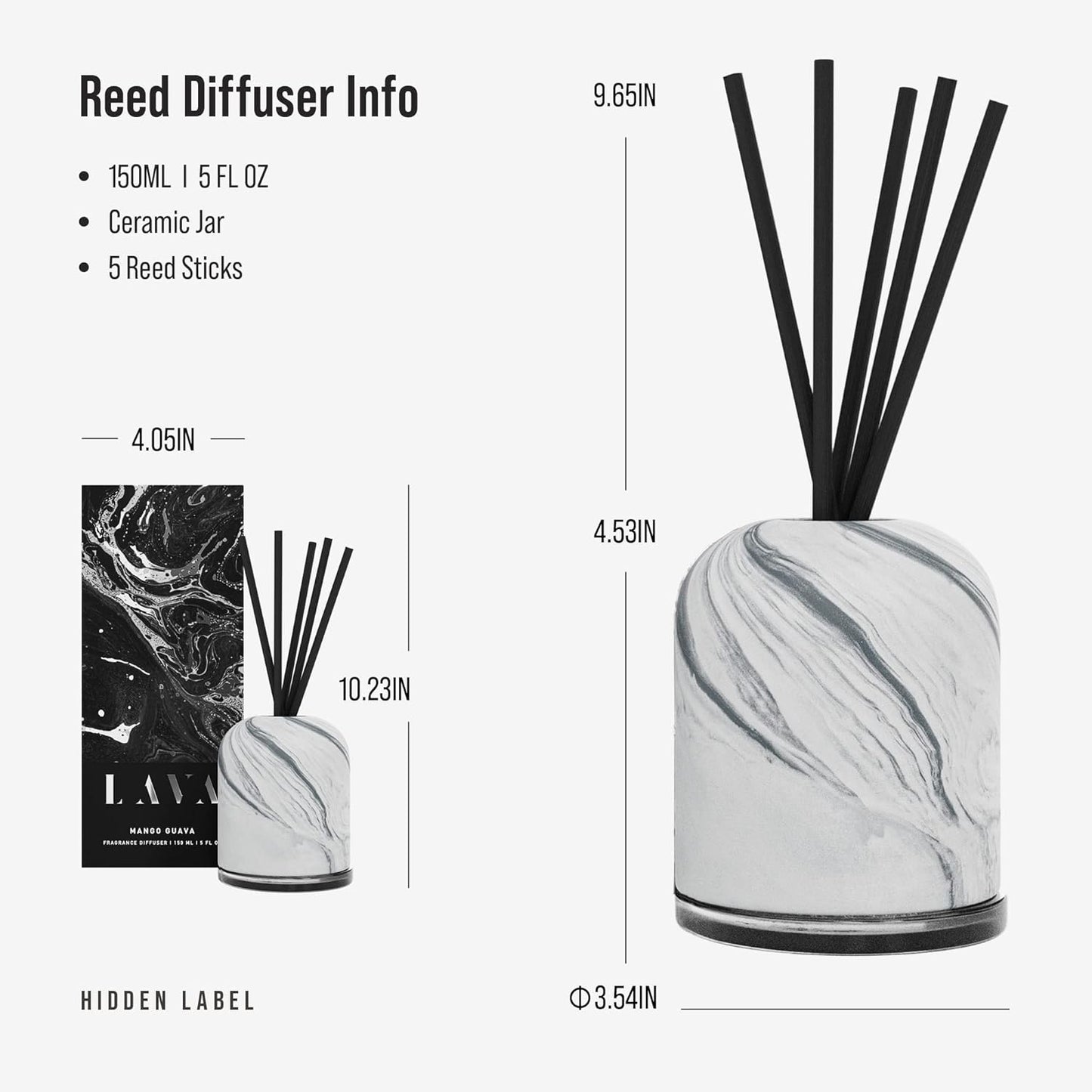 Lava Fragrances Reed Diffuser,5 Fl Oz/150Ml Mango Guva Scent’ Set,Home Fragrance Essential Oil Reed Diffuser for Bathroom Shelf Decor, Large Room