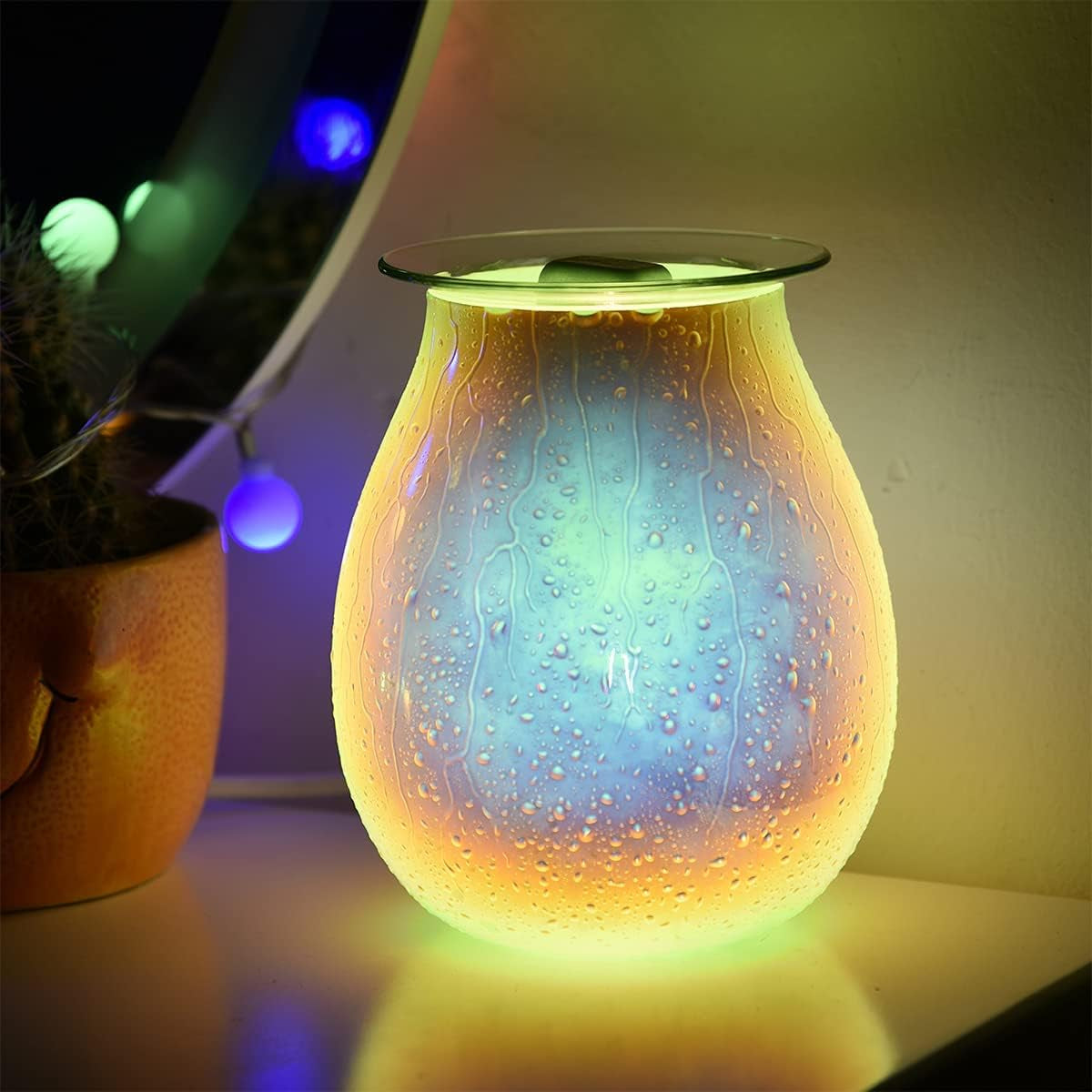 Wax Melt Warmer, Glass Electric Oil Burner Fragrance Candle Tart Melter Night Light for Home (Water Drop)