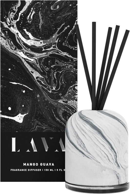 Lava Fragrances Reed Diffuser,5 Fl Oz/150Ml Mango Guva Scent’ Set,Home Fragrance Essential Oil Reed Diffuser for Bathroom Shelf Decor, Large Room