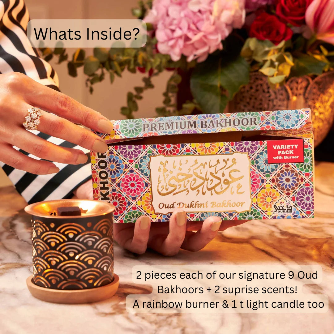 Oud Bakhoor Variety Box & Burner by  | Authentic Arabic Incense | Home Fragrance & Gift Set