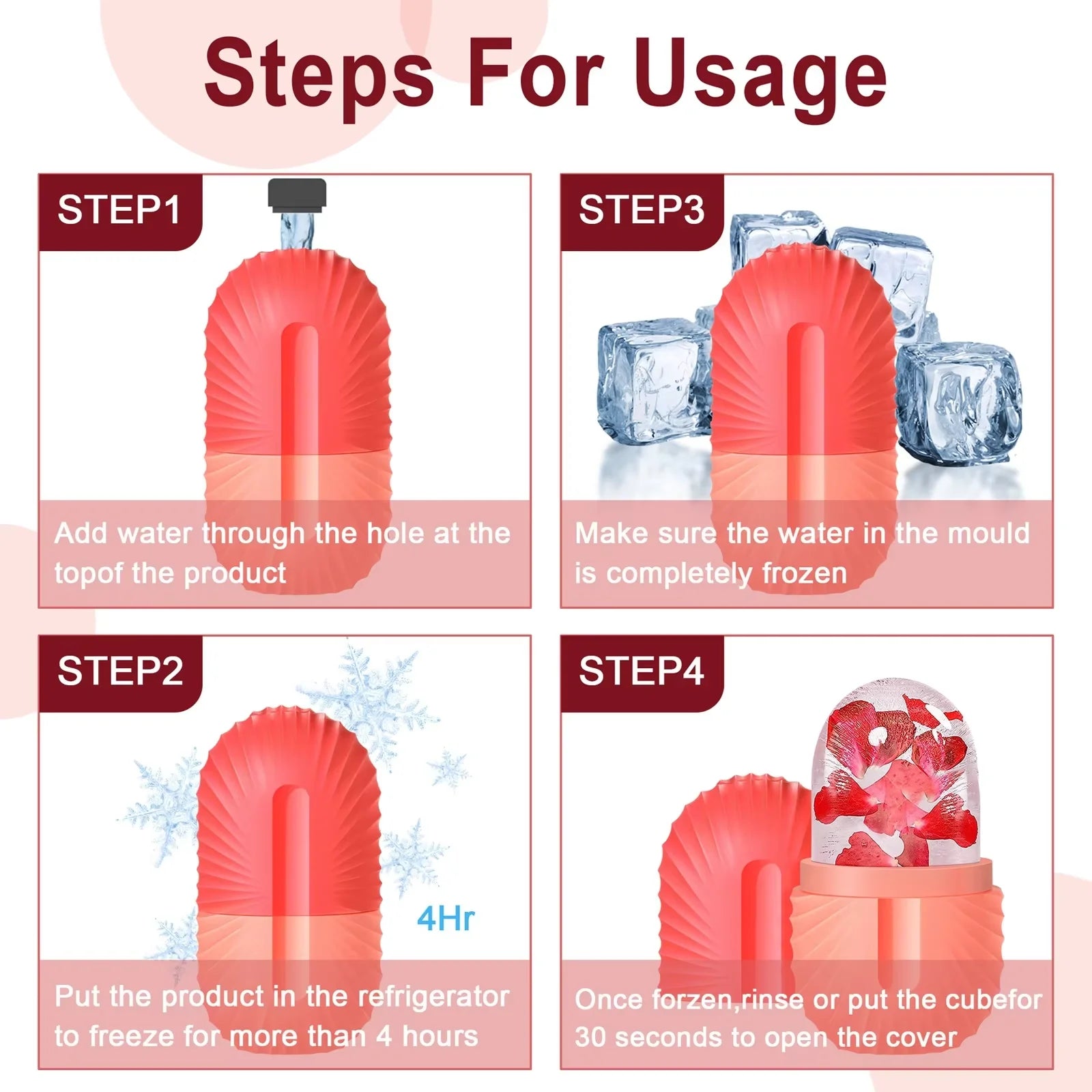 Ice Face Roller Ice Cube Beauty Massage Silicone Ice Mold for Eye Puffiness Ice Facial Roller Shrink Pores