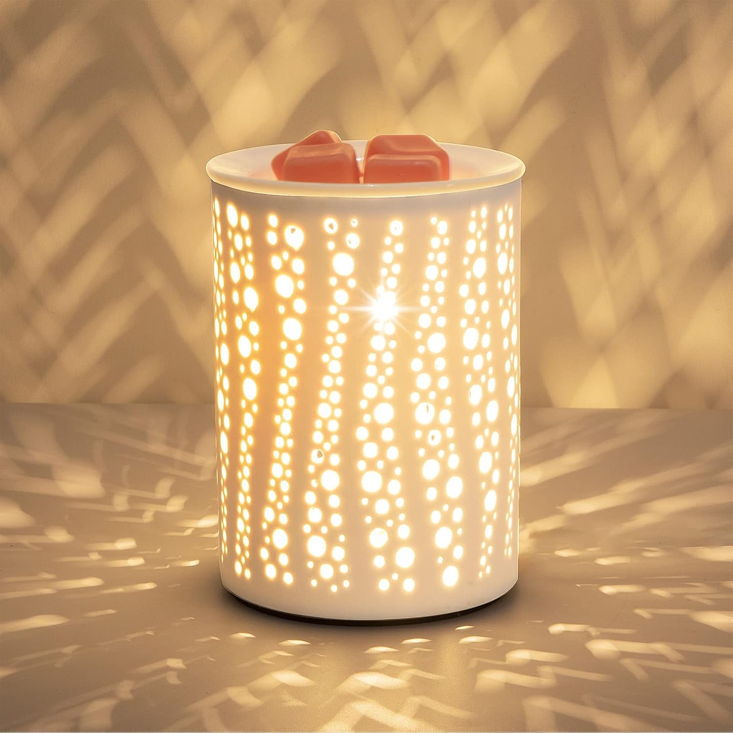 Wax Melt Warmer Ceramic Oil Burner Electric Candle Wax Warmer Burner Melter Fragrance Warmer for Home Office Bedroom Aromatherapy Gift & Decor 2 Bulbs Included Gift Box Packaged
