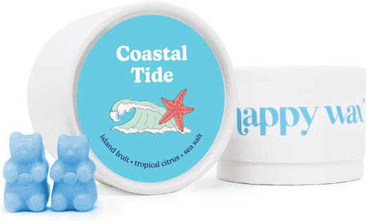 Coastal Tide Scented Bear Wax Melts - Natural Strong Summer Scented Wax Melts Infused W/Essential Oils - Non Toxic Wax Melt. Scented Soy Wax Melts for Warmers (4 Oz Tin)