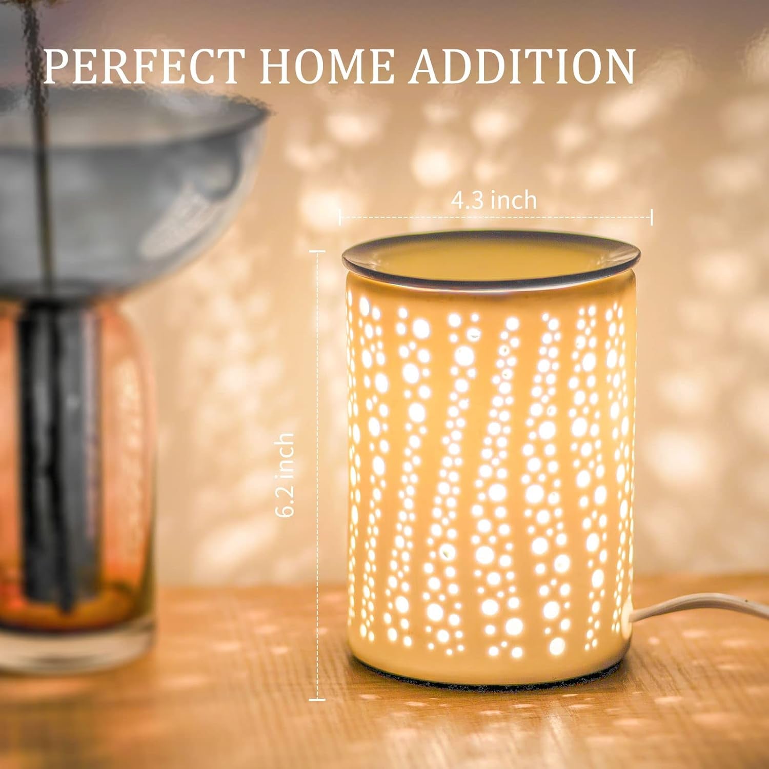 Wax Melt Warmer Ceramic Oil Burner Electric Candle Wax Warmer Burner Melter Fragrance Warmer for Home Office Bedroom Aromatherapy Gift & Decor 2 Bulbs Included Gift Box Packaged