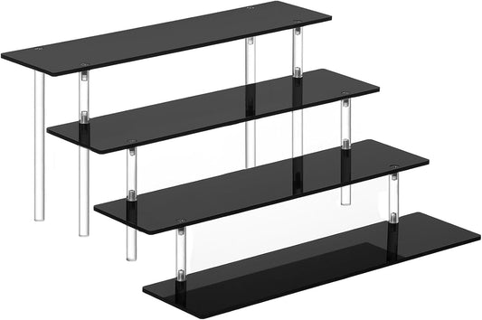 4 Tier Perfume Organizer Stand, Acrylic Risers Display Stands, Display Risers, Perfume Shelf Dessert Display for Party, Figure Stand Funko POP Shelves, Black Cupcake Stand Holder