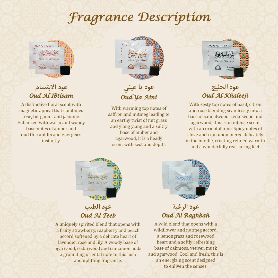Oud Bakhoor Variety Box & Burner by  | Authentic Arabic Incense | Home Fragrance & Gift Set
