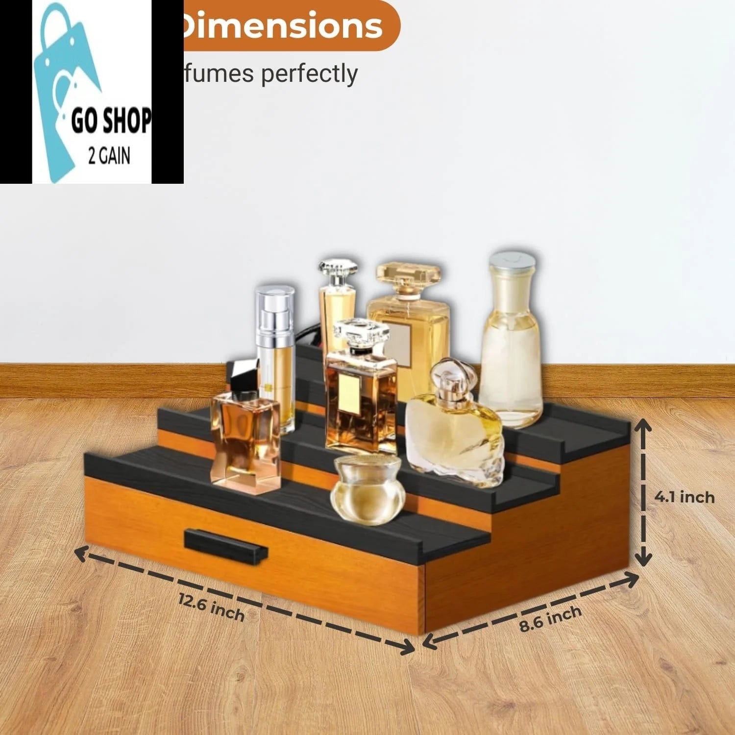 Cologne Organizer for Men, 3 Tier of Elevated Cologne Stand for Men with Drawer Storage, Fragrance Organizer Storage Display Risers,Fragrance Stand for Men, Cologne Shelf Display, Great Gift for Men